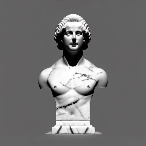 Prompt: 3 d sci - fi cgartist ambient occlusion rendering of a hyper realistic marble greek statuary product photo white backdrop high key lighting by chris moore, by edward hopper, by col price, trending on artstation