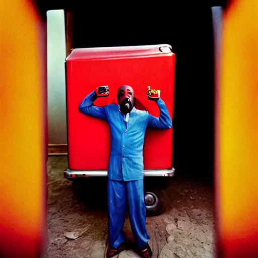 Prompt: uhd photorealisitc candid photo of the kool - aid guy. photo by annie leibowitz and steve mccurry