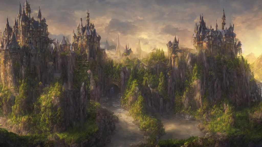 Image similar to fantasy castle, pastel artwork, very very very beautiful scenery, hd, hdr, ue5, ue6, unreal engine 5, cinematic 4k wallpaper, 8k, ultra detailed, high resolution, artstation, award winning