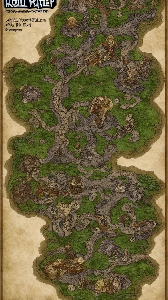 Prompt: dnd roll20 fantasy battle map, rpg, tabletop role playing game, d&d, trending on artstation