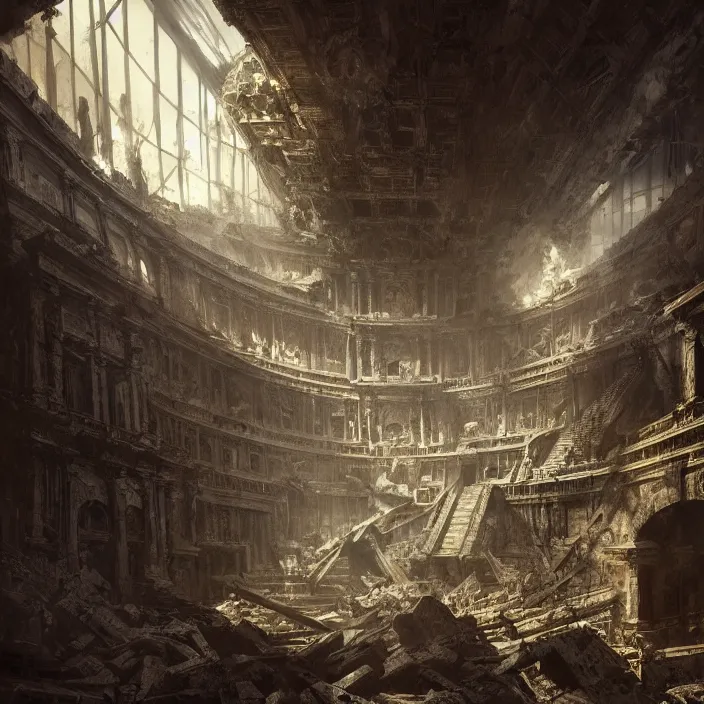 Image similar to piranesi's chamber, epic, by piranesi and greg rutkowski, hyper detailed, hd, 8 k