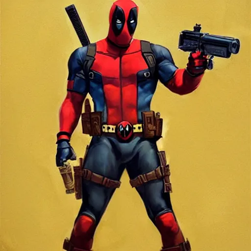 Prompt: greg manchess portrait painting of deadpool as overwatch character, medium shot, asymmetrical, profile picture, organic painting, sunny day, matte painting, bold shapes, hard edges, street art, trending on artstation, by huang guangjian and gil elvgren and sachin teng