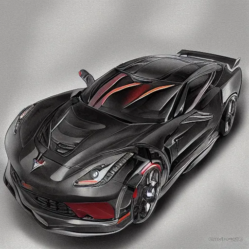 Image similar to portrait of a corvette champagne hybrid, digital art