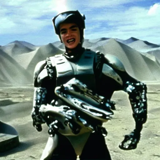 Prompt: “a still of Brian J Peppers in Starship Troopers”