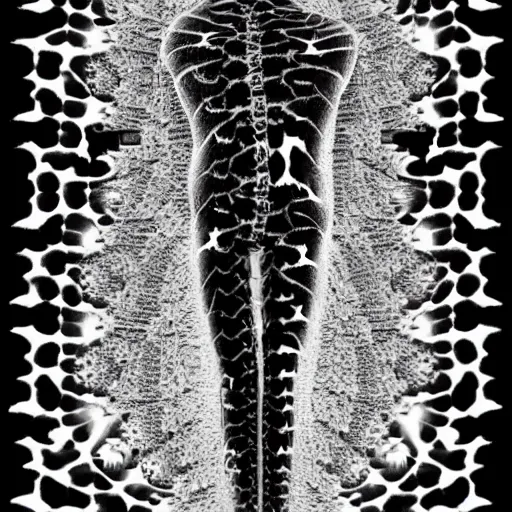 Image similar to x-ray of a full human fractal body, 90's aesthetic, noise film, photo