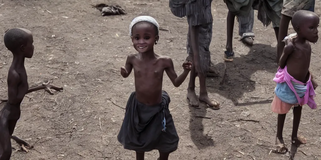 Image similar to ariana grande as a starving child in africa 4k