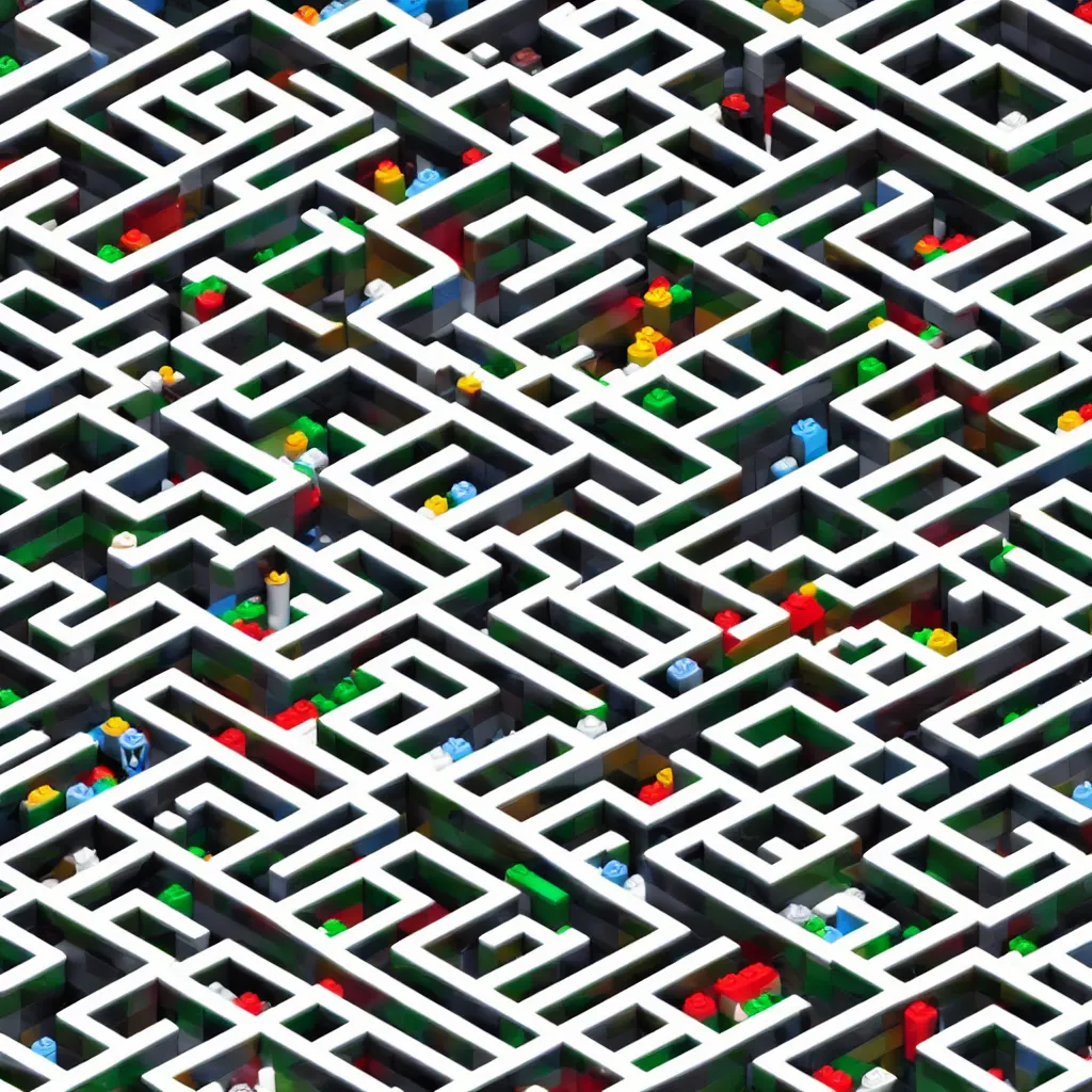 Image similar to wimmelbilder maze made of lego, isometric, octane render, unreal engine