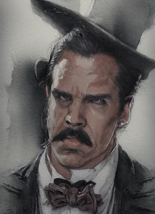 Prompt: portrait, Doc Holiday from Tombstone, watercolor, dramatic lighting, cinematic, establishing shot, extremely high detail, foto realistic, cinematic lighting, pen and ink, intricate line drawings, by Yoshitaka Amano, Ruan Jia, Kentaro Miura, Artgerm, post processed, concept art, artstation, matte painting, style by eddie mendoza, raphael lacoste, alex ross