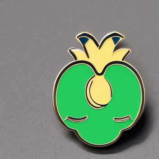 Image similar to a photo of a retro minimalistic enamel pin depicting an exploding jalapeno, use of negative space allowed, smooth curves