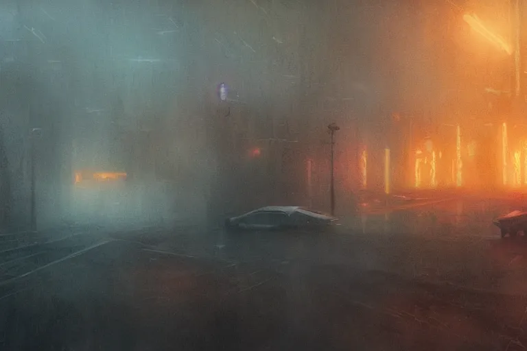 Image similar to concept art, mood painting, environment painting, bladerunner 2 0 4 9 style of ryan church, jon mccoy, george hull, painting