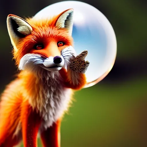 Prompt: anthropomorphous fox wearing gypsy clothing, looking into a magical crystal ball