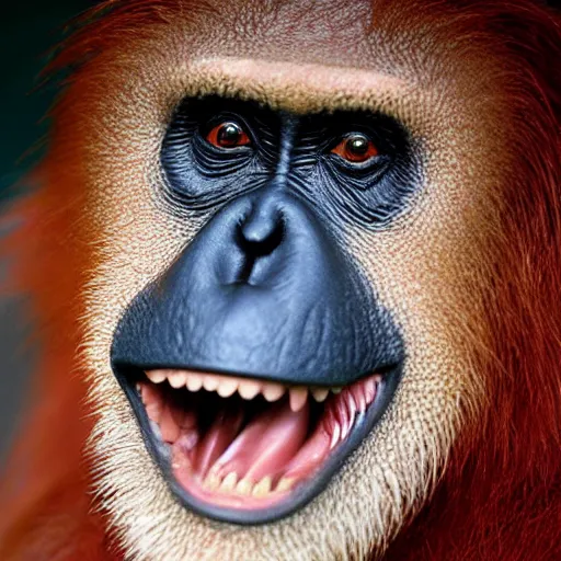 Prompt: gary busey as an orangutan