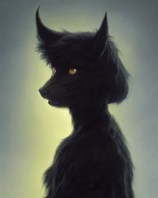 Image similar to a portrait of black furry shadow monster, background of deep shadows, illustration, dramatic lighting, soft details, painting oil on canvas, art nouveau, octane render, HDR, 4k, 8k, HD, by Edmund Blair Leighton, Brom, Charlie Bowater, trending on artstation, Tom Bagshaw, faces by otto Schmidt