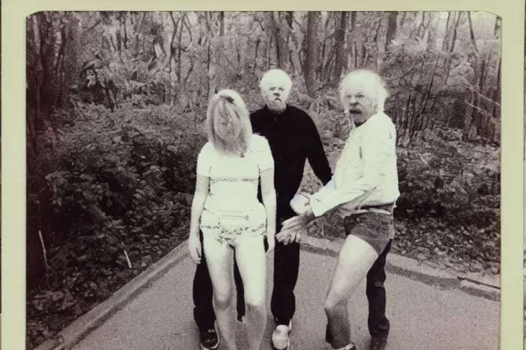 Image similar to found polaroid photo of trash humpers, wtf