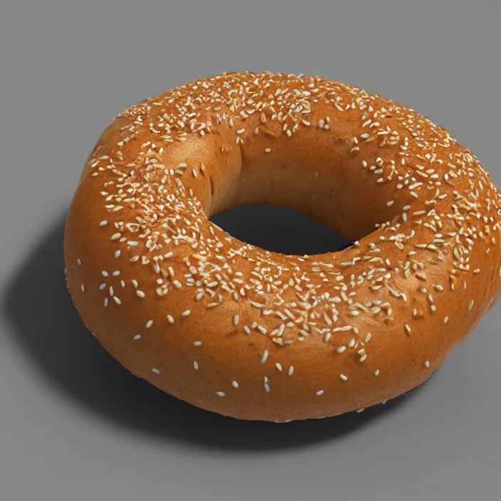 Prompt: a 3 d render of a floating bagel, studio quality background, lighting, smooth render, unreal engine 5