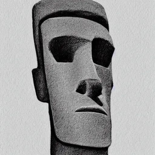 Prompt: easter island draft sketch using few strokes, pencil draft sketch, minimalistic, white background, contours only