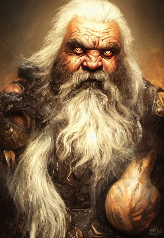 Image similar to a higly detailed airbrush full body shot and face portrait painting of a grim brute male dwarf male character, dynamic lighting, ambient lighting, deviantart, art by artgerm and simon bisley and karol bak