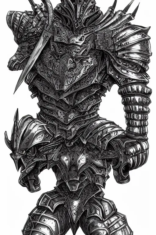 Image similar to armoured warrior humanoid figure monster, symmetrical, highly detailed, digital art, hummingbird themed armour, sharp focus, trending on art station, kentaro miura manga art style