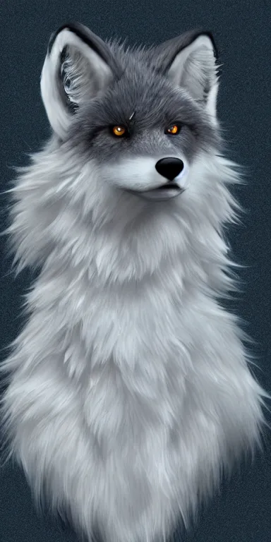 Prompt: cute werefox, blue skin, white fur, white horns, photorealistic fursona furry art commission, furaffinity!, extremely detailed, award - winning