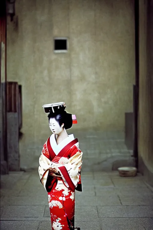 Image similar to photograph of a japanese geisha, photograph by steve mccurry