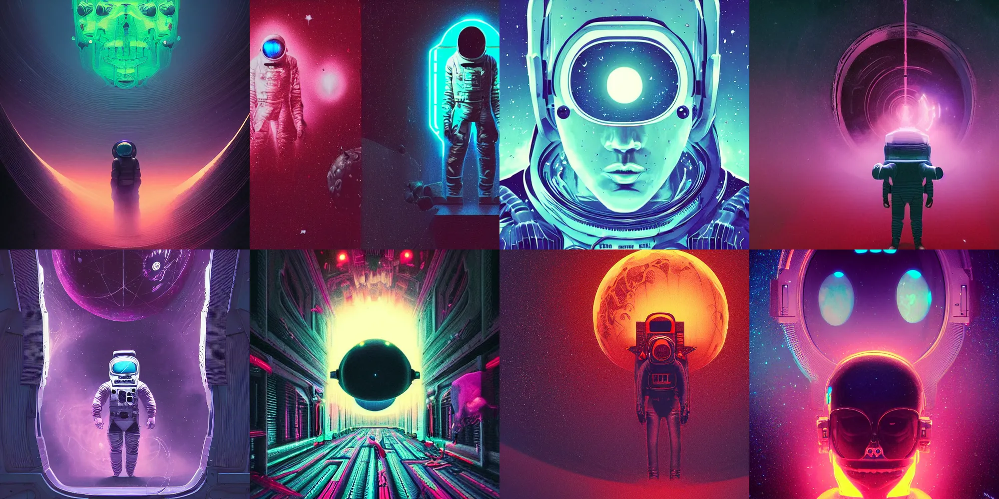 Image similar to beautiful dark astronaut, horror poster 9 0 s, cosmic horror, abstract, ghostly, arcade, duotone, poltergeist, lets get weird, intricate, elegant, highly detailed, smooth, sharp focus, unreal engine 5, raytracing, art by beeple and mike winkelmann, ultraviolet colors,