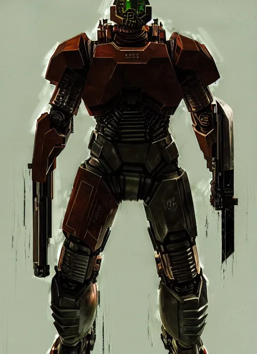 Image similar to henry cavill as doomguy, full body concept, cyborg, borg, strogg, face of a man, terminator, flesh, quake strogg, doom demon, wolfenstein, monstrous, powerful, symmetry, symmetrical, concept art by ruan jia and greg rutkowski