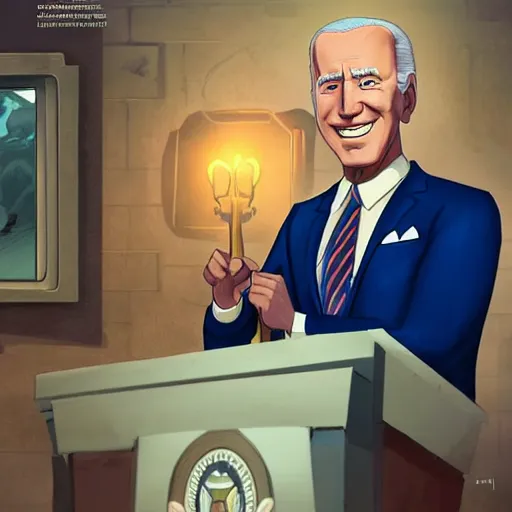 Image similar to joe biden charicature, dramatic lighting, cinematic, establishing shot, extremly high detail, photorealistic, cinematic lighting, artstation, style by disney pixar