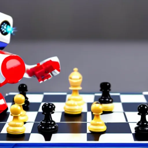 Image similar to robot playng chess, detailed