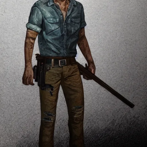 Image similar to full body shot of rick grimes, paper craft, the walking dead, fantasy, medieval, vivid colors, concept art, sharp focus, digital art, Hyper-realistic, 4K, Unreal Engine, Highly Detailed, HD, Dramatic Lighting by Brom, trending on Artstation