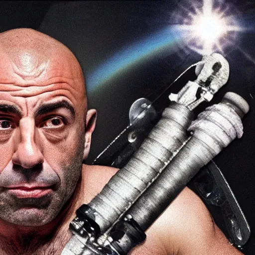 Prompt: joe rogan as a space cowboy