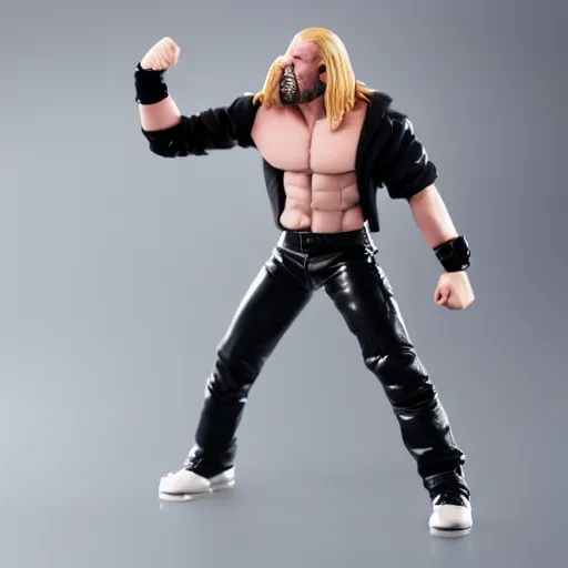 Image similar to Full body shot of a Triple H vinyl figure as a villain, white background, 3d, high quality, depth of field, high contrast, 8k, concept art, smooth, sharp focus, highly detailed, wrestling, WWE