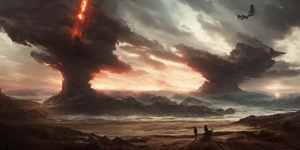 Image similar to the end of the world, epic landscape, cinematic by greg rutkowski, dylan cole and wlop