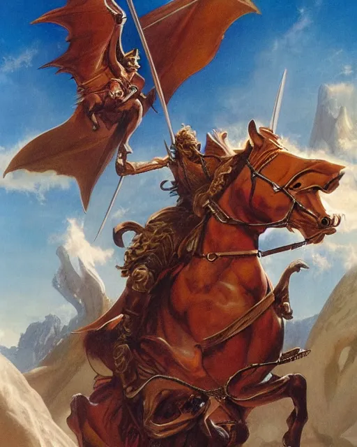 Prompt: a cover of an epic fantasy novel, by boris vallejo