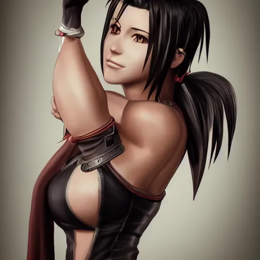 Image similar to complete body artwork of tifa lockhart, detailed, trending on artstation