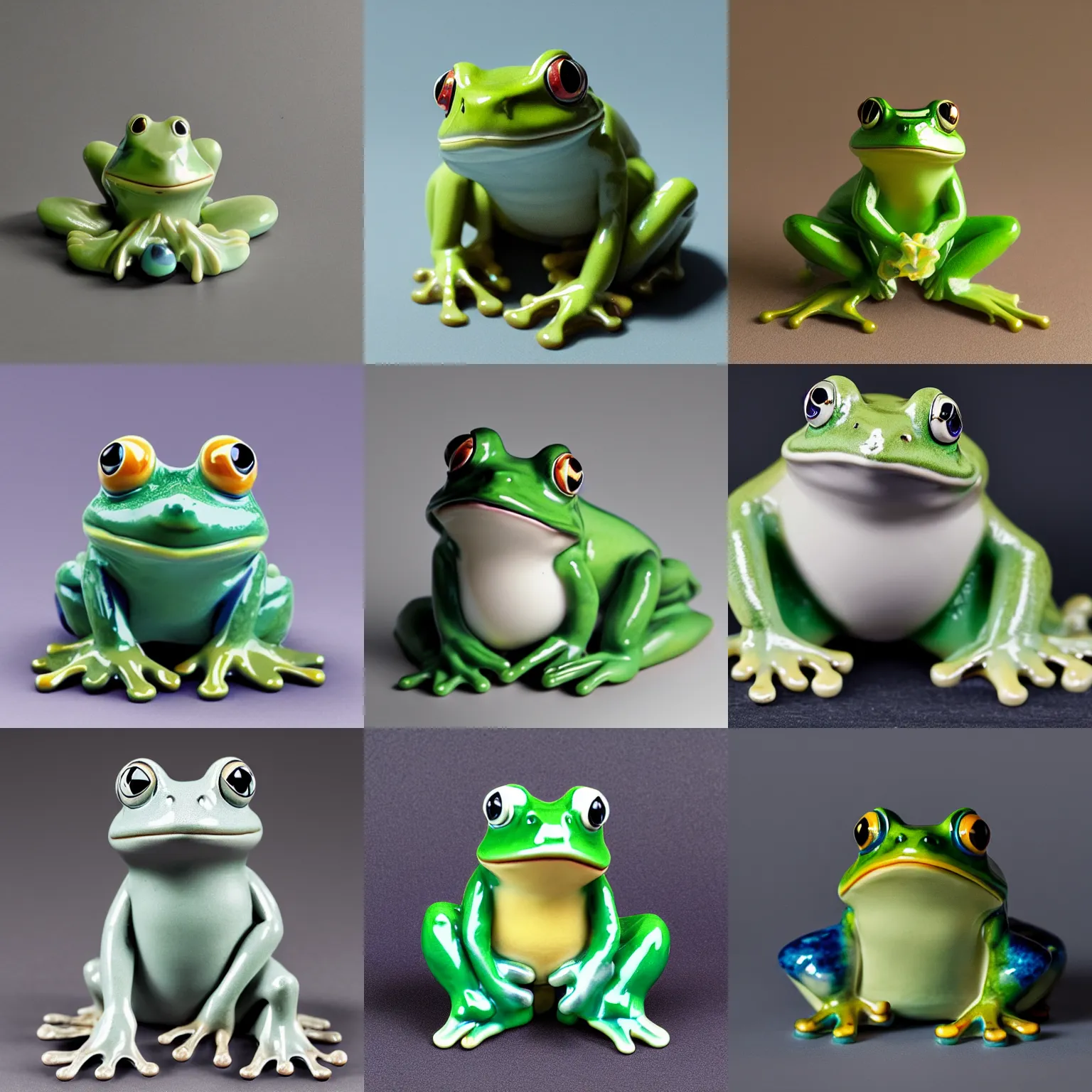 Prompt: a frog made of meissen porcelain. soft studio light