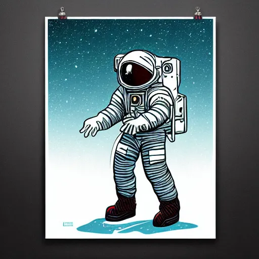 Image similar to astronaut inspired by René Laloux, Dan Mumford, stars, cinematic