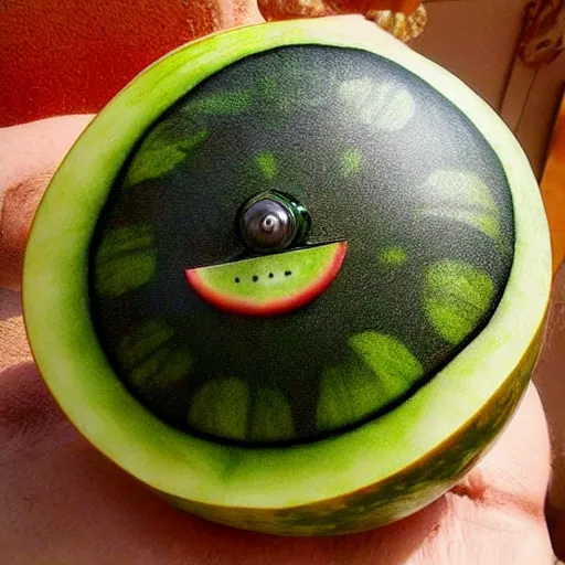 Image similar to steampunk watermelon,