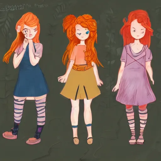 Prompt: cute ginger girls in the style of Loish