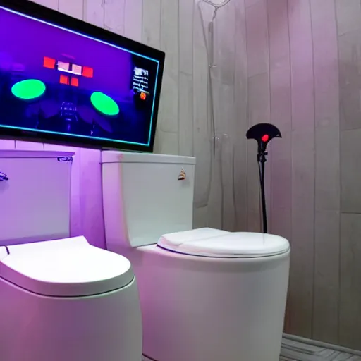 Prompt: RGB gaming toilet