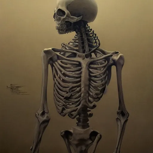 Image similar to A Graffiti of Skeleton by Zdzisław Beksiński and Ilya Repin,In style of Abstract art.illustration,hyper detailed,smooth, sharp focus,trending on artstation,oil on the canvas,4k