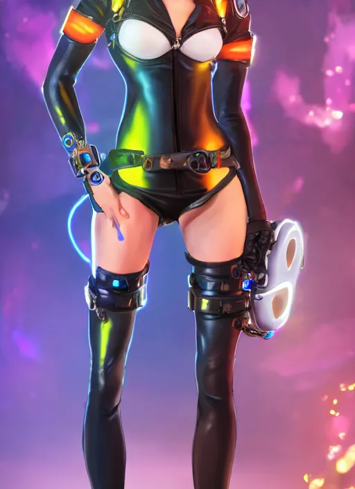 first-cobra23: Tracer from Overwatch wearing latex clothing, hyper