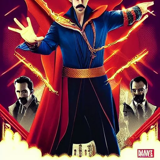 Image similar to “borat as dr strange, poster, highly detailed, dynamic poster”