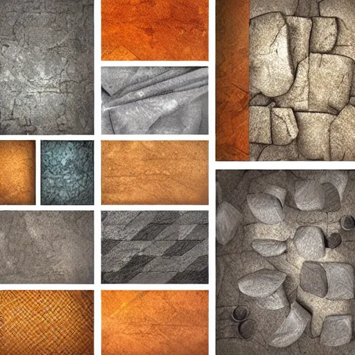 Prompt: a pack of stylized textures ready to use. bundle, 2 d textures, blender, textures