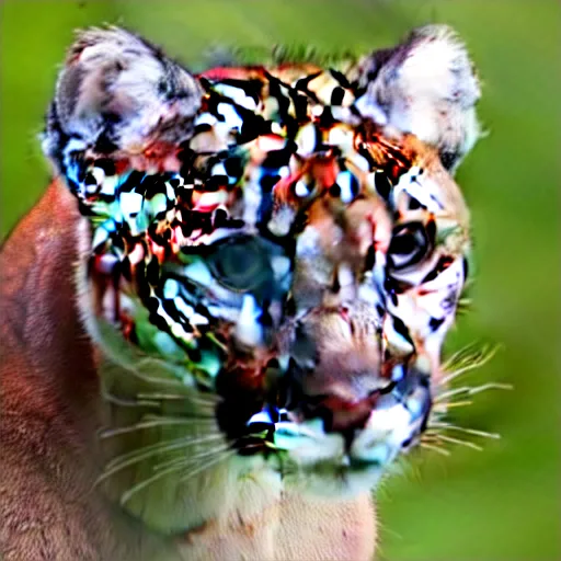 Image similar to a profile photo of a cougar head blue white