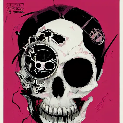 Image similar to delirium anime skull face girl portrait by petros afshar, tom whalen, laurie greasley, by greg rutkowski