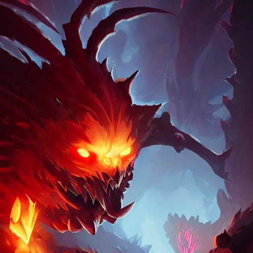 Image similar to fire monster spirit fire shadow fiend from dota 2, dnd style, epic fantasy game art, by Greg Rutkowski, hearthstone artwork