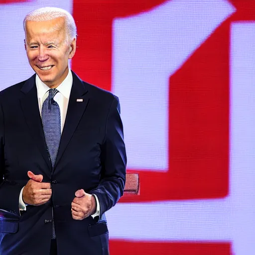 Prompt: biden k-pop star, singing on a stage