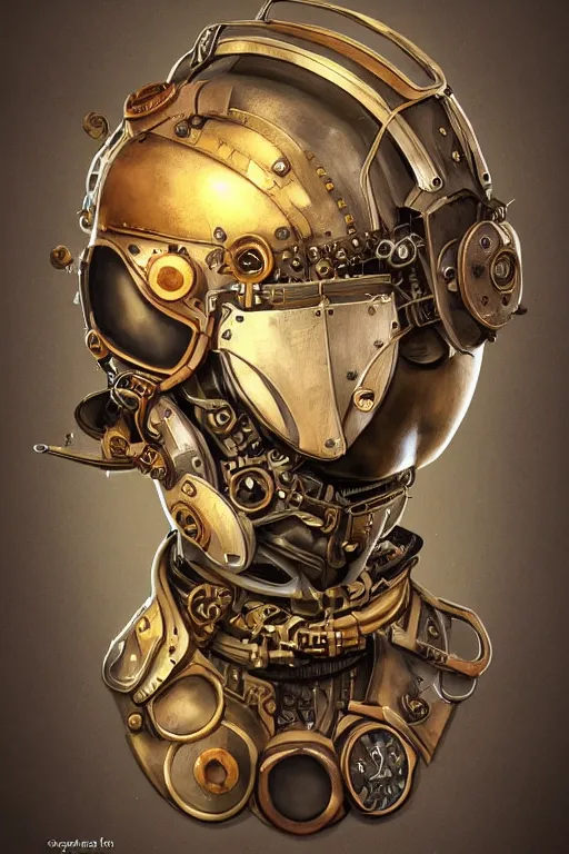 Image similar to steampunk helmet fantasy art mask robot ninja stylized digital illustration sharp focus, elegant intricate digital painting artstation concept art global illumination ray tracing advanced technology chaykin howard and campionpascale and cooke darwyn and davis jack