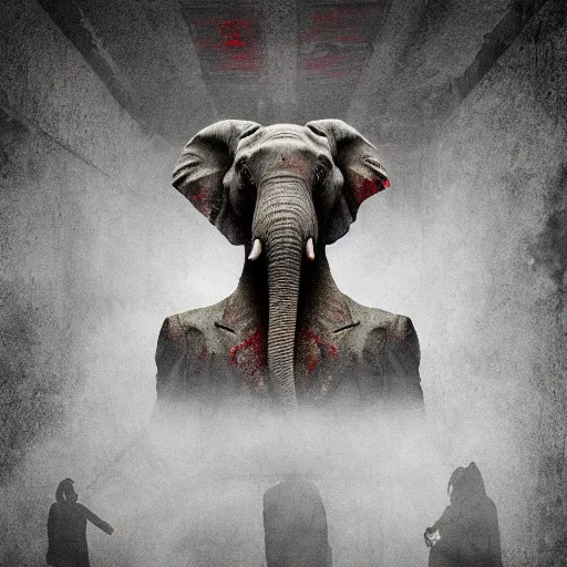 Image similar to Elephant monster in style of silent Hill