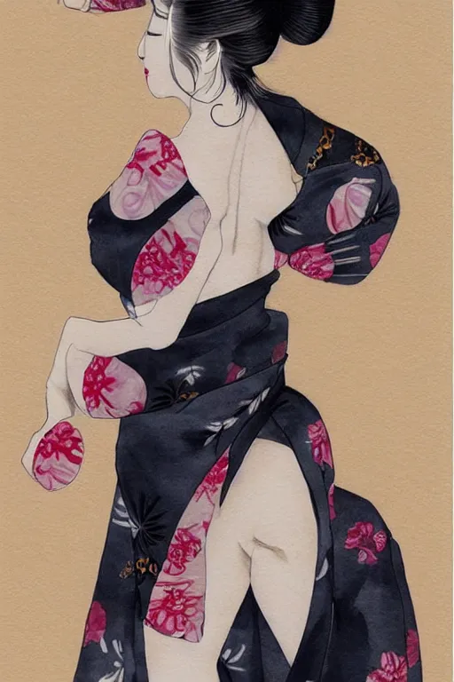 Prompt: extremely sensual geisha full body, one uncovered shoulder, different point of view, digital art, 8k, character, realistic, portrait, photorealism, japan watercolour, masterpiece art